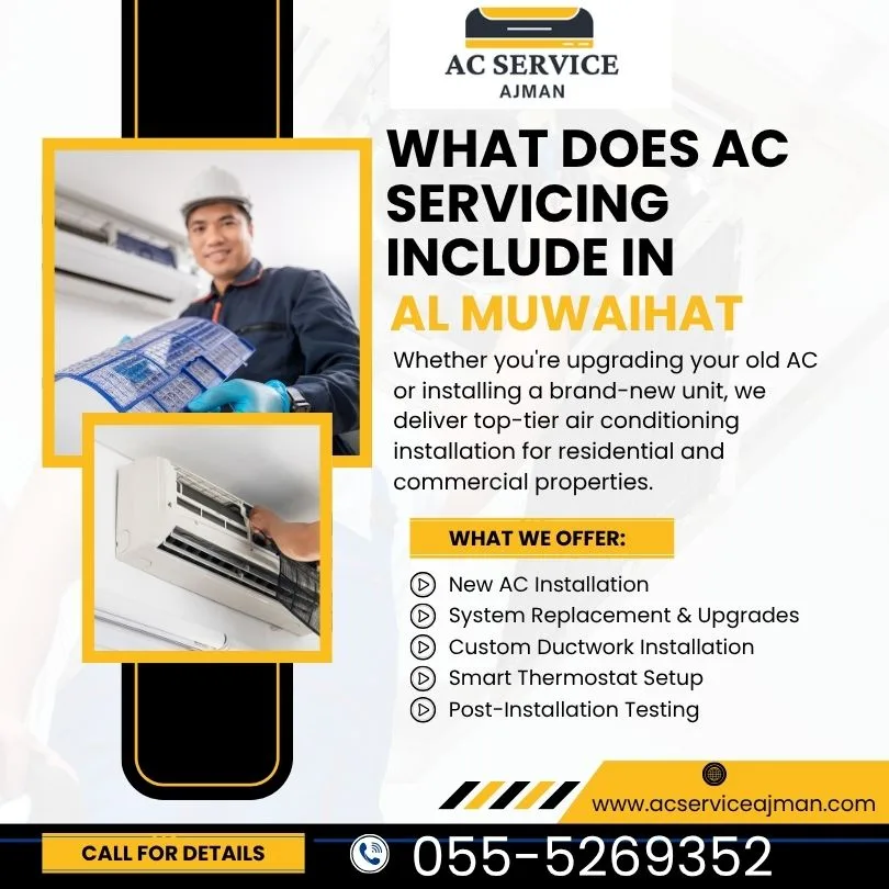 What does AC servicing include in Al Muwaihat