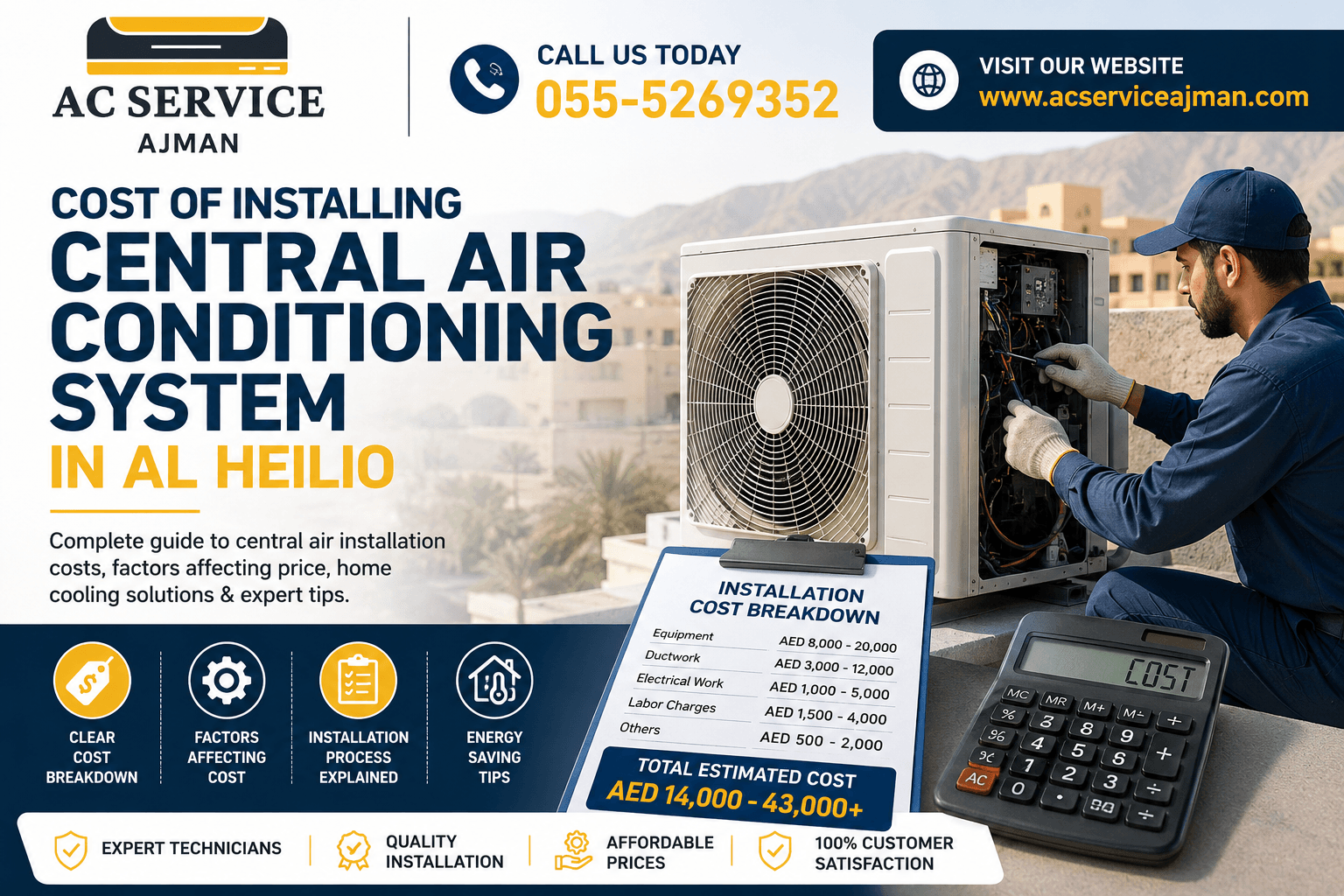 cost of installing central air conditioning system in Al Heilio